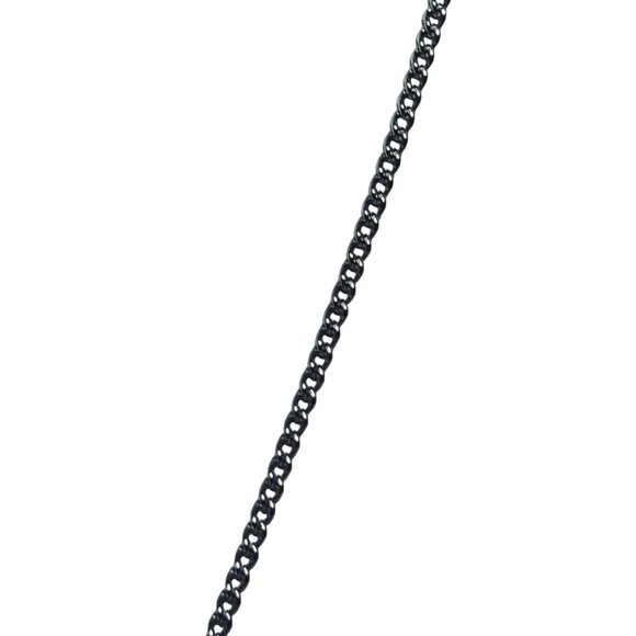 Silver Tone Curb Chain Necklace With Faux Turquoise Cross Pendant (5683) - Picture 6 of 8